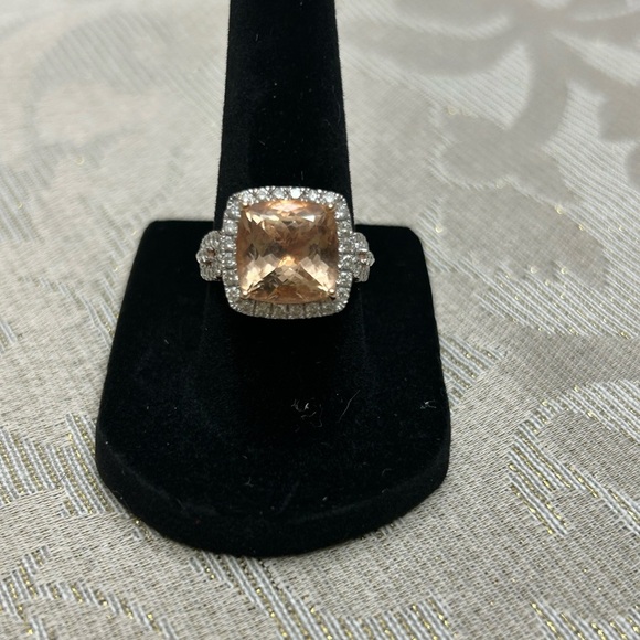 14 kt Rose Gold Morganite Beryl and Diamond Ring. Size 7. Ppwk incl. - Picture 1 of 16